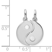 Sterling Silver Rhodium-plate Brush & Polished Yin Yang Break Apart Pendant view 4