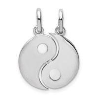 Sterling Silver Rhodium-plate Brush & Polished Yin Yang Break Apart Pendant view 1