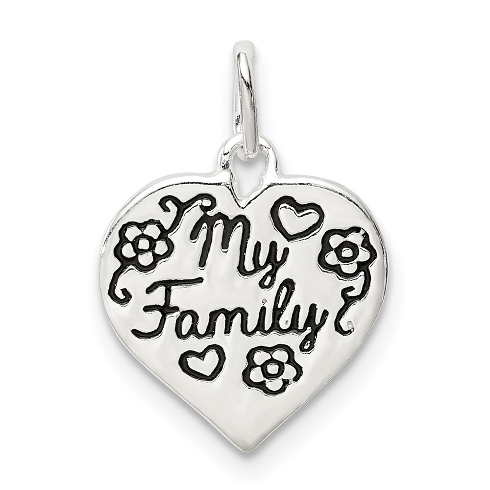 Sterling Silver Enameled MY Family Heart Charm