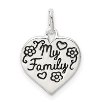 Sterling Silver Enameled MY Family Heart Charm view 1