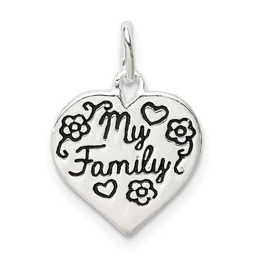Sterling Silver Enamel MY Family Heart Charm