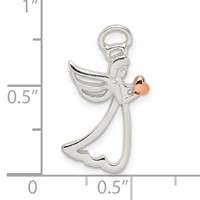Sterling Silver & Rose-tone Polished Angel Pendant view 4