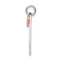 Sterling Silver and Rose-tone Engravable 5x 20mm Bar and Heart Charm view 2