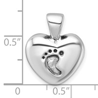 Sterling Silver Antiqued Baby Footprint Heart Pendant view 4