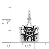 Sterling Silver Rhodium-plated Antiqued Castle Pendant view 4