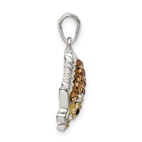 Sterling Silver Rhod-pltd Brown Preciosa Crystal Hedgehog Pendant view 2