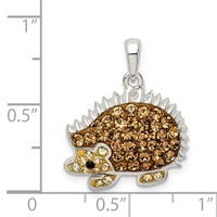 Sterling Silver Rhod-pltd Brown Preciosa Crystal Hedgehog Pendant view 4