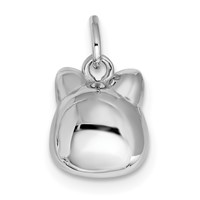 Sterling Silver Rhodium-plated Antiqued Cat Head Pendant view 3