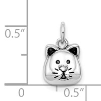 Sterling Silver Rhodium-plated Antiqued Cat Head Pendant view 4