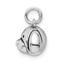 Sterling Silver Rhodium-plated Antiqued Dog Head Charm view 2