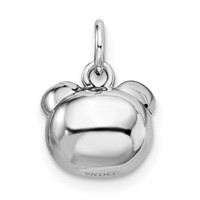 Sterling Silver Rhodium-plated Antiqued Pig Head Pendant view 3