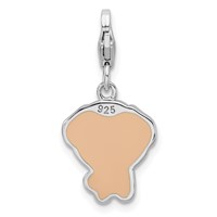Sterling Silver Rhodium-plated Enameled Puppy Charm with Lobster Clasp view 3