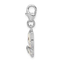 Sterling Silver Rhodium-plated Enameled Kitten Charm with Lobster Clasp view 2