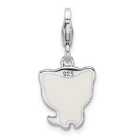 Sterling Silver Rhodium-plated Enameled Kitten Charm with Lobster Clasp view 3