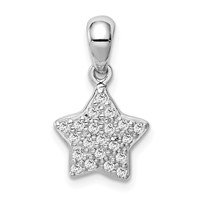 Sterling Silver Rhodium-plated CZ Star Pendant view 1
