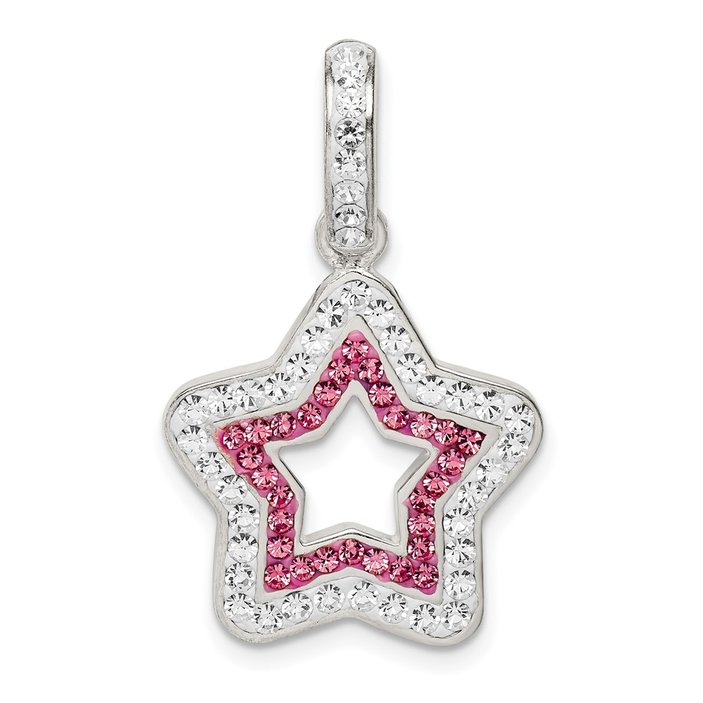 Sterling Silver Pink White Preciosa Crystal Star Pendant