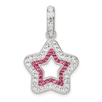 Sterling Silver Pink White Preciosa Crystal Star Pendant view 1
