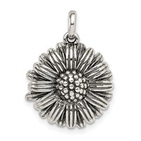 Sterling Silver Antiqued Sunflower Pendant view 1