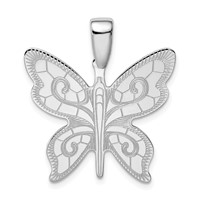 Sterling Silver Rhodium-plated Butterfly Pendant view 1