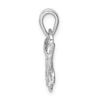 Sterling Silver Rhodium Plated Diamond-cut Butterfly Pendant view 2