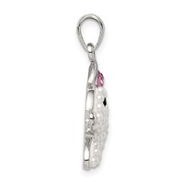 Sterling Silver Rhodium-plated Imitation Pearl and Preciosa Crystal Rabbit Pendant view 2