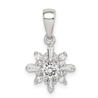 Sterling Silver Fancy CZ Snowflake Pendant view 1