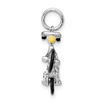 Sterling Silver Rhodium-plated Enameled Moveable Bicycle Pendant view 2