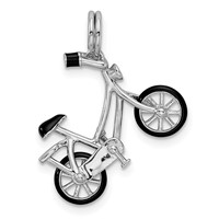 Sterling Silver Rhodium-plated Enameled Moveable Bicycle Pendant view 3