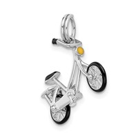 Sterling Silver Rhodium-plated Enameled Moveable Bicycle Pendant view 4