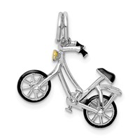 Sterling Silver Rhodium-plated Enameled Moveable Bicycle Pendant view 1