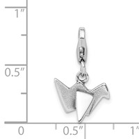 Sterling Silver Rhodium-plated Origami Charm with Lobster Clasp view 4