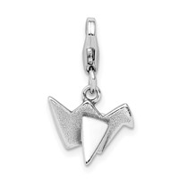 Sterling Silver Rhodium-plated Origami Charm with Lobster Clasp view 1