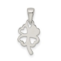 Sterling Silver Polished Clover Pendant view 3