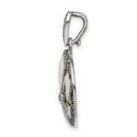 Sterling Silver Antiqued Marcasite Fleur De Lis Pendant view 2