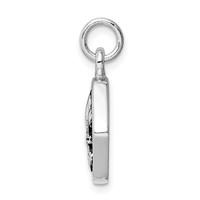 Sterling Silver Rhodium-plated & Antiqued Fleur De Lis Pendant view 2