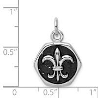 Sterling Silver Rhodium-plated & Antiqued Fleur De Lis Pendant view 4