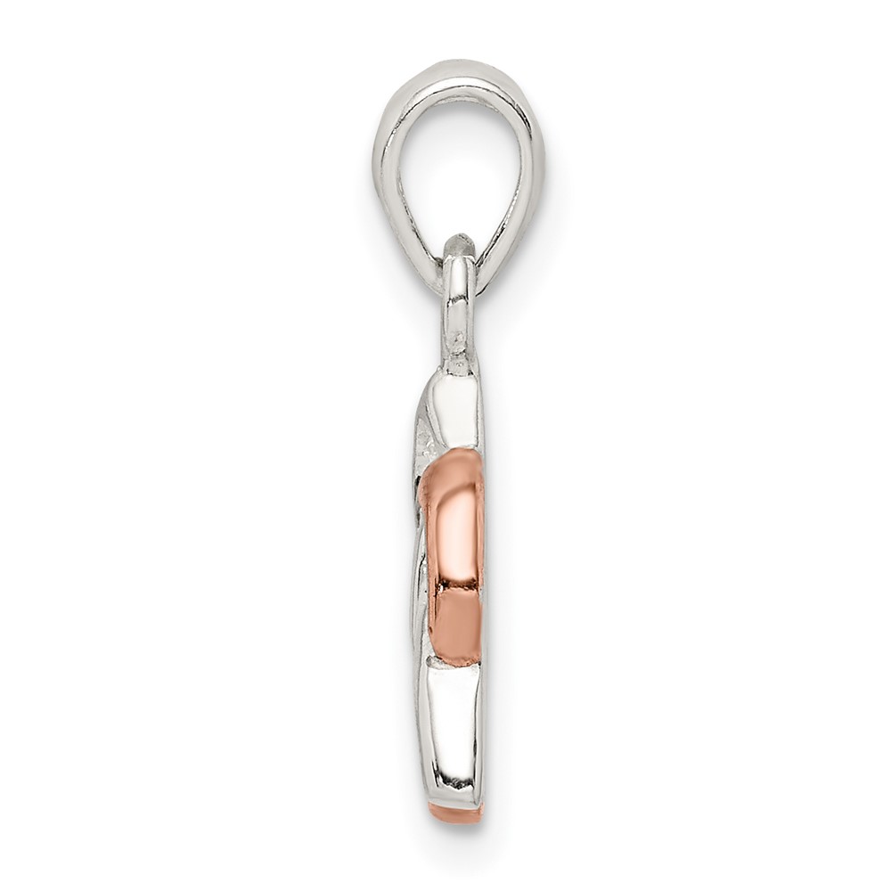 Sterling Silver Trinty Knot and Rose Tone Heart Pendant (QC9558)