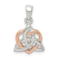 Sterling Silver Trinty Knot and Rose-tone Heart Pendant view 1