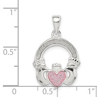 Sterling Silver Glitter Infused Claddagh Pendant view 4