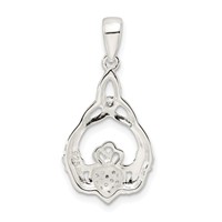 Sterling Silver Polished CZ Claddagh Pendant with Trinity Knot view 3