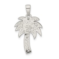 Sterling Silver Rhodium-plated Polished Preciosa Crystal Palm Tree Pendant view 3