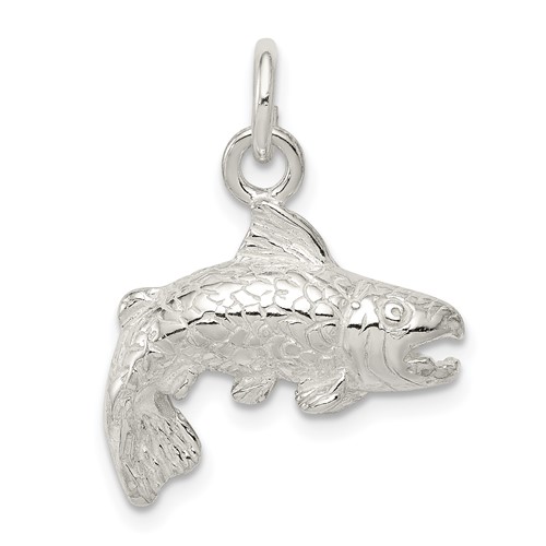 Sterling Silver Polished Open Mouth Fish Charm