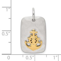 Sterling Silver Gold-Tone Anchor Brushed Pendant view 4