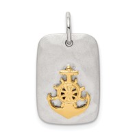 Sterling Silver Gold-Tone Anchor Brushed Pendant view 1