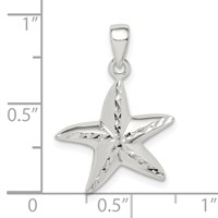 Sterling Silver Diamond-cut Starfish Pendant view 4