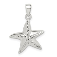 Sterling Silver Diamond-cut Starfish Pendant view 1