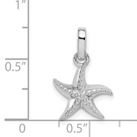 Sterling Silver Rhodium-plated Polished Textured Starfish Pendant view 4
