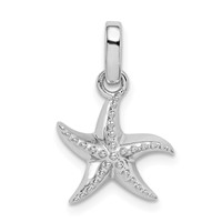 Sterling Silver Rhodium-plated Polished Textured Starfish Pendant view 1