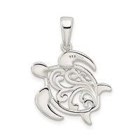 Sterling Silver Diamond-cut Turtle Pendant view 3