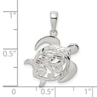 Sterling Silver Diamond-cut Turtle Pendant view 4
